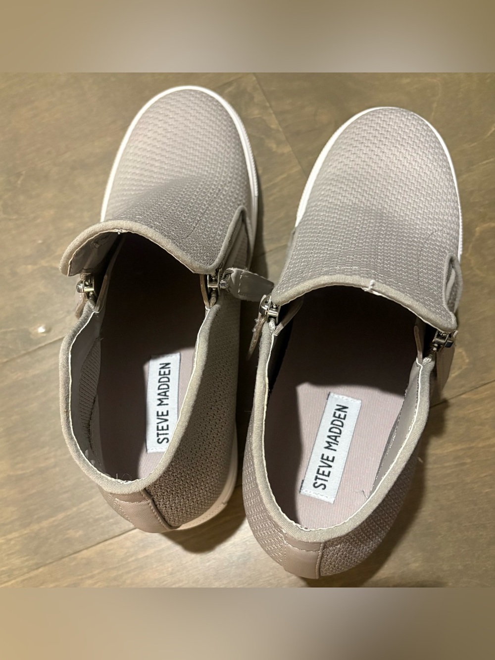 Steve Madden Gray Knit Hidden Wedge High Top Sneakers 9.5 - Picture 5 of 7